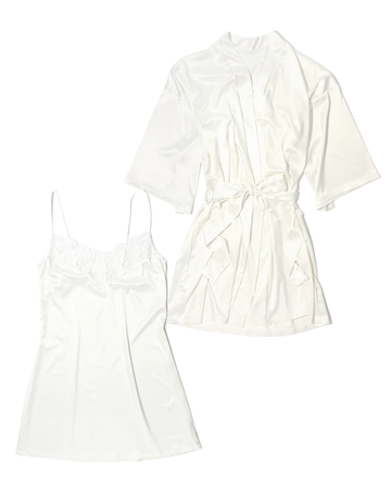 Hanky Panky 4R5701 + 4RR111 Light Ivory Happily Ever After Chemise & Wrap Set myselflingerie.com